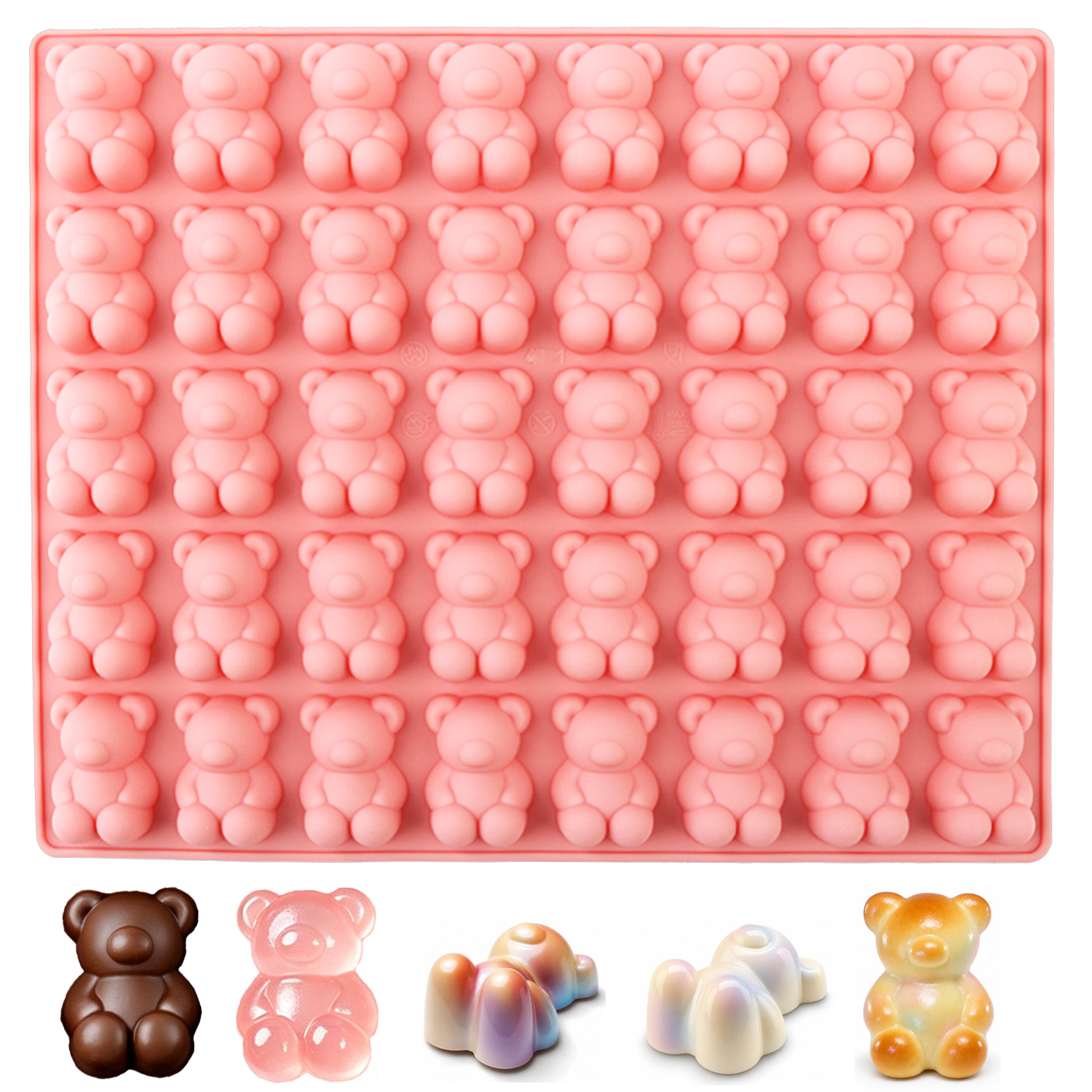 Kitchen Baking Molds - 40-Cavity Bear-Shaped Silicone Mold 3D Cartoon