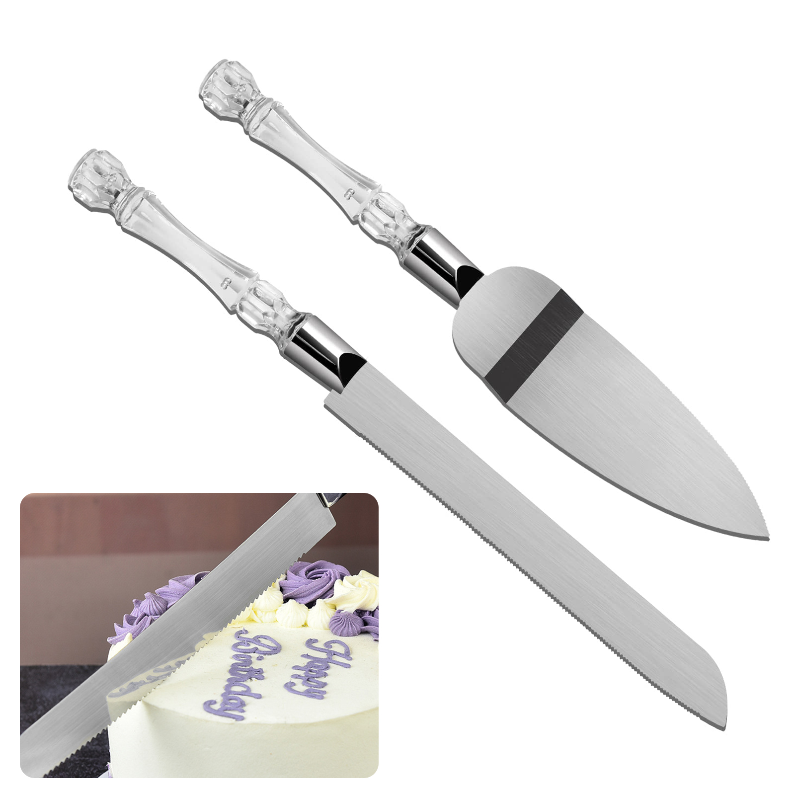 Cake Knife and Server Set Crys - đánh giá và giá Offset Spatula Set