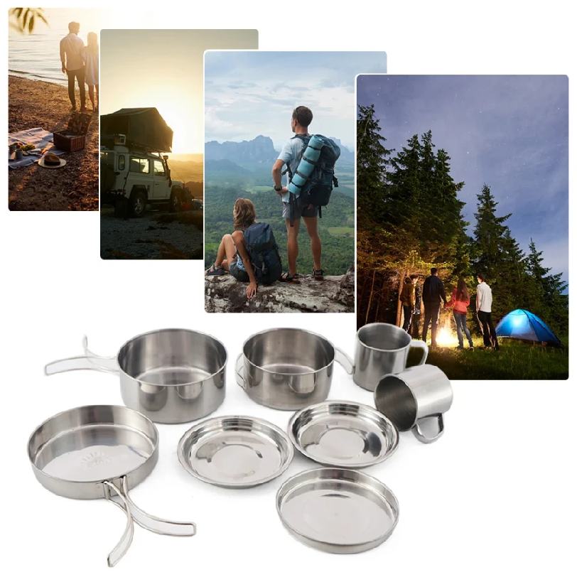 8pcs/Set Camping Cookware Mess - đánh giá và giá Kitchen Baking Pan Set