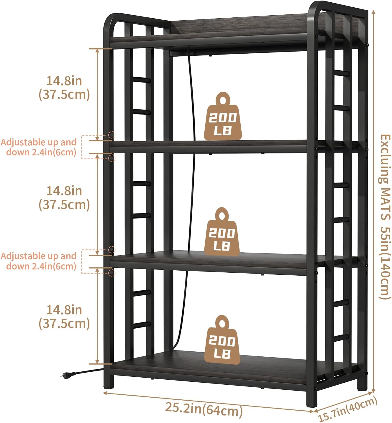 Adjustable Bakers Rack with Po - đánh giá và giá Kitchen Baker