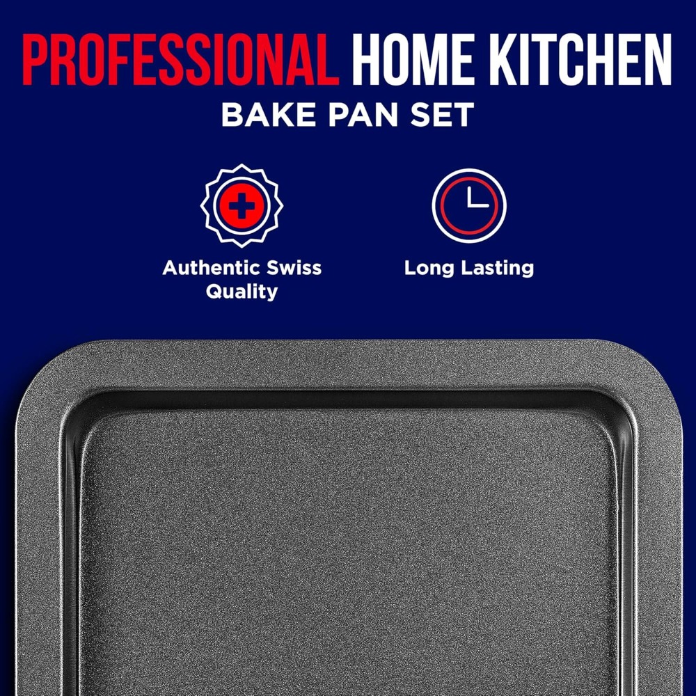3 Piece Set Nonstick Carbon St - đánh giá và giá Kitchen Baking Pan Set