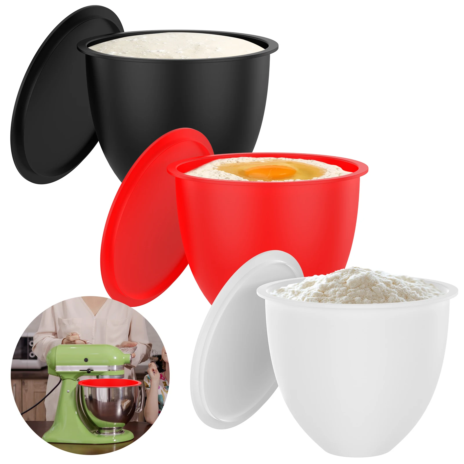 3Pcs Silicone Bowl With Lids I - đánh giá và giá Kitchen Aid Baking Lid