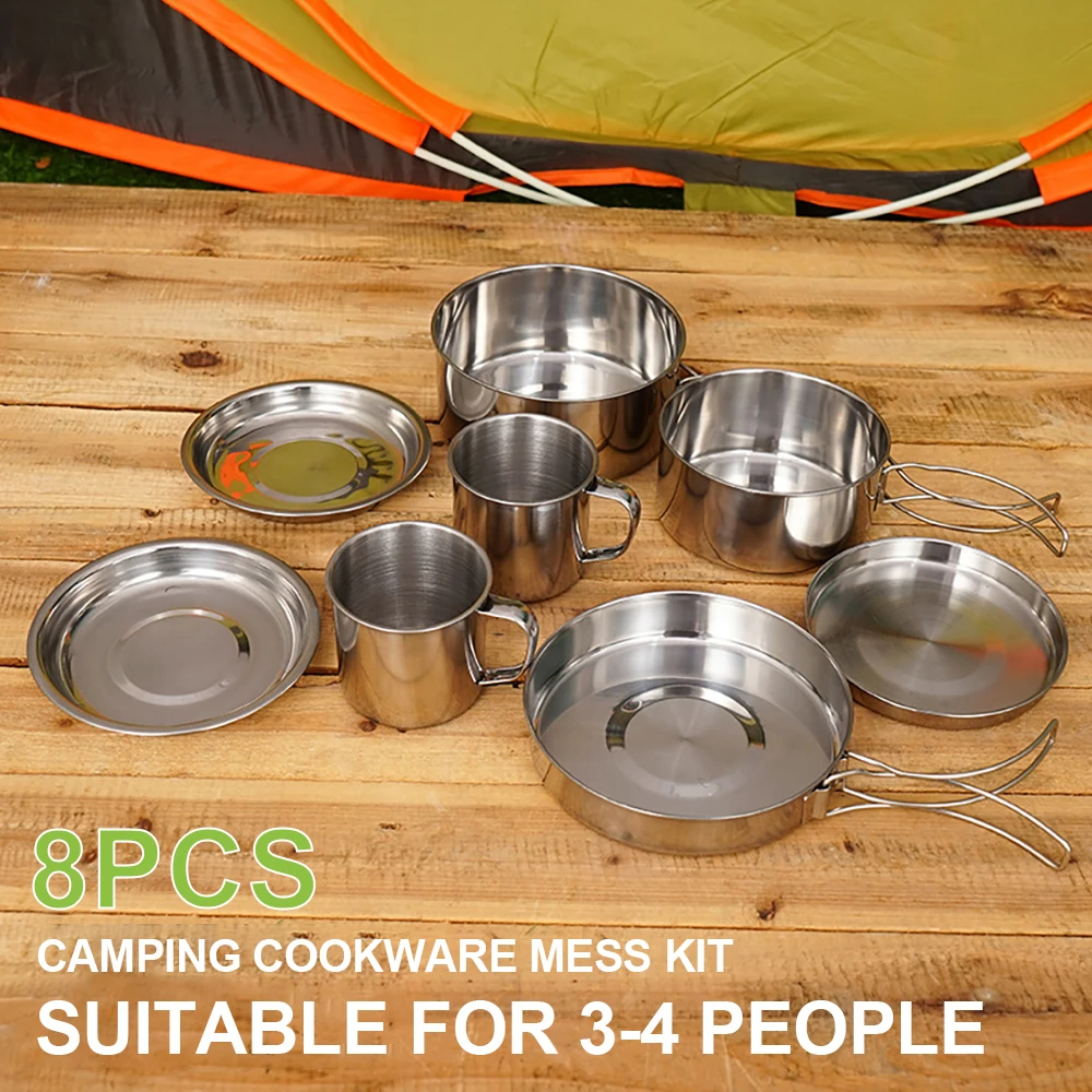8pcs/Set Camping Cookware Mess - đánh giá và giá Kitchen Baking Pan Set