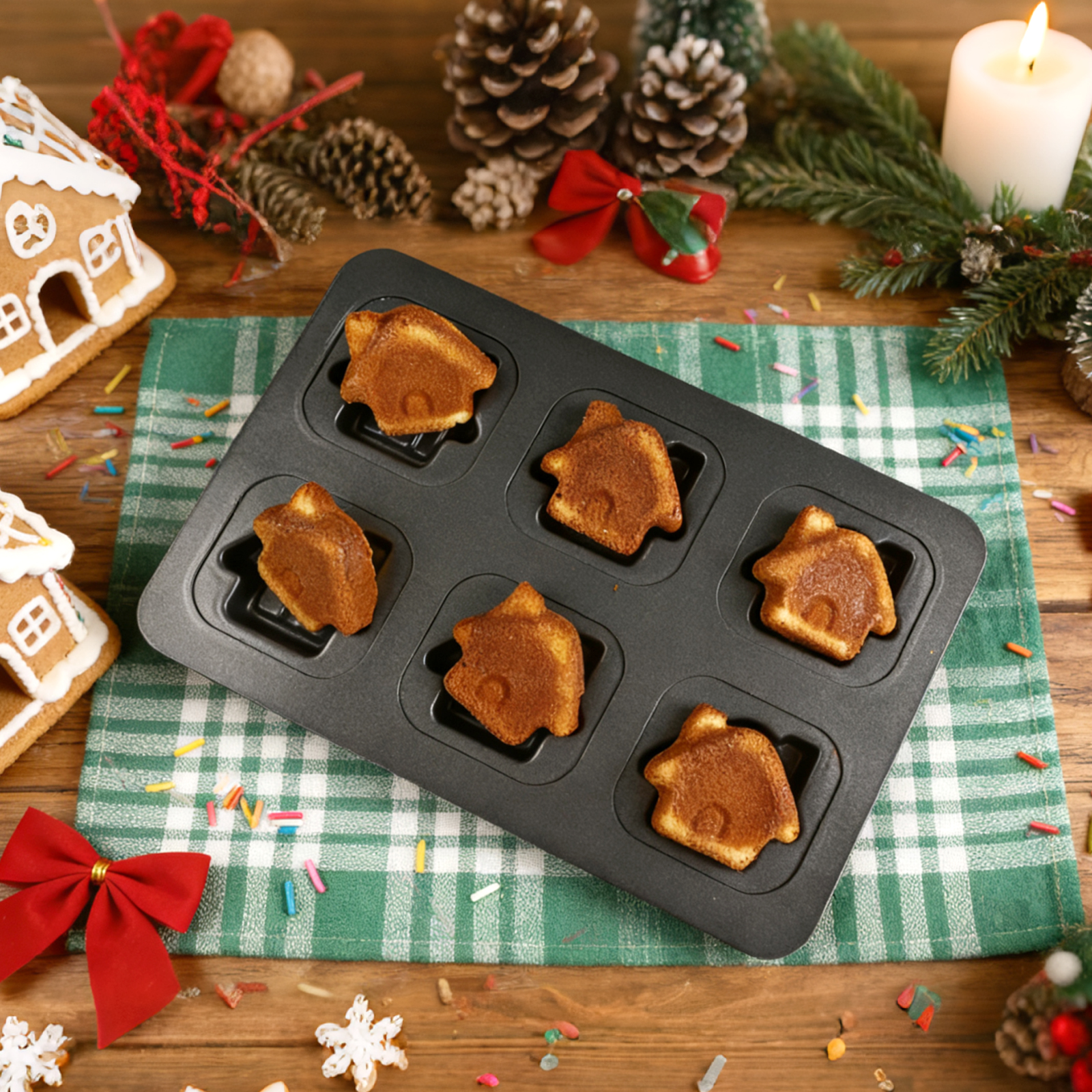 6-Cavity Mini House Shape  Car - đánh giá và giá Bread Baking Kitchen Utensils