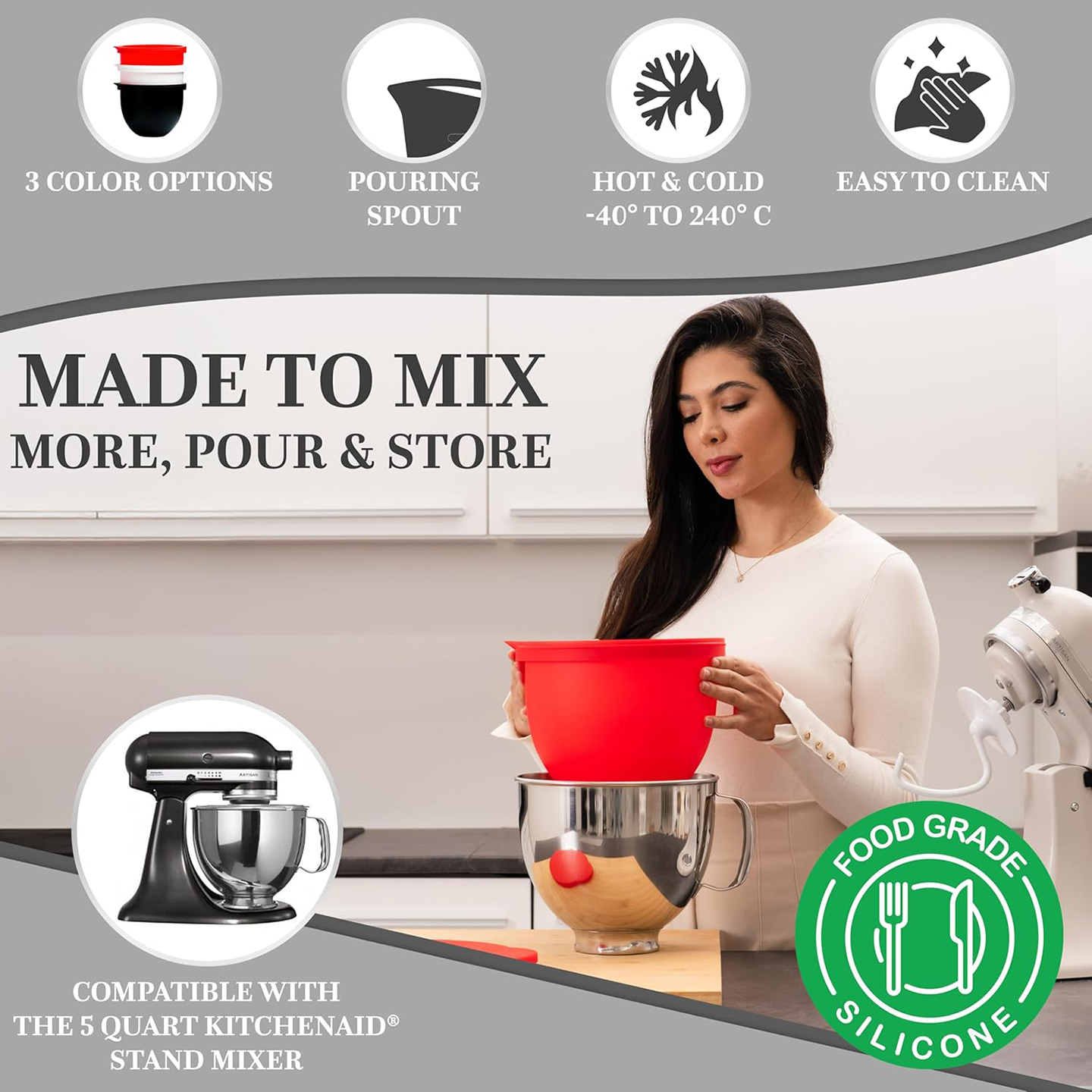 MixAid Silicone Liners for Kit - đánh giá và giá Kitchen Aid Baking Lid