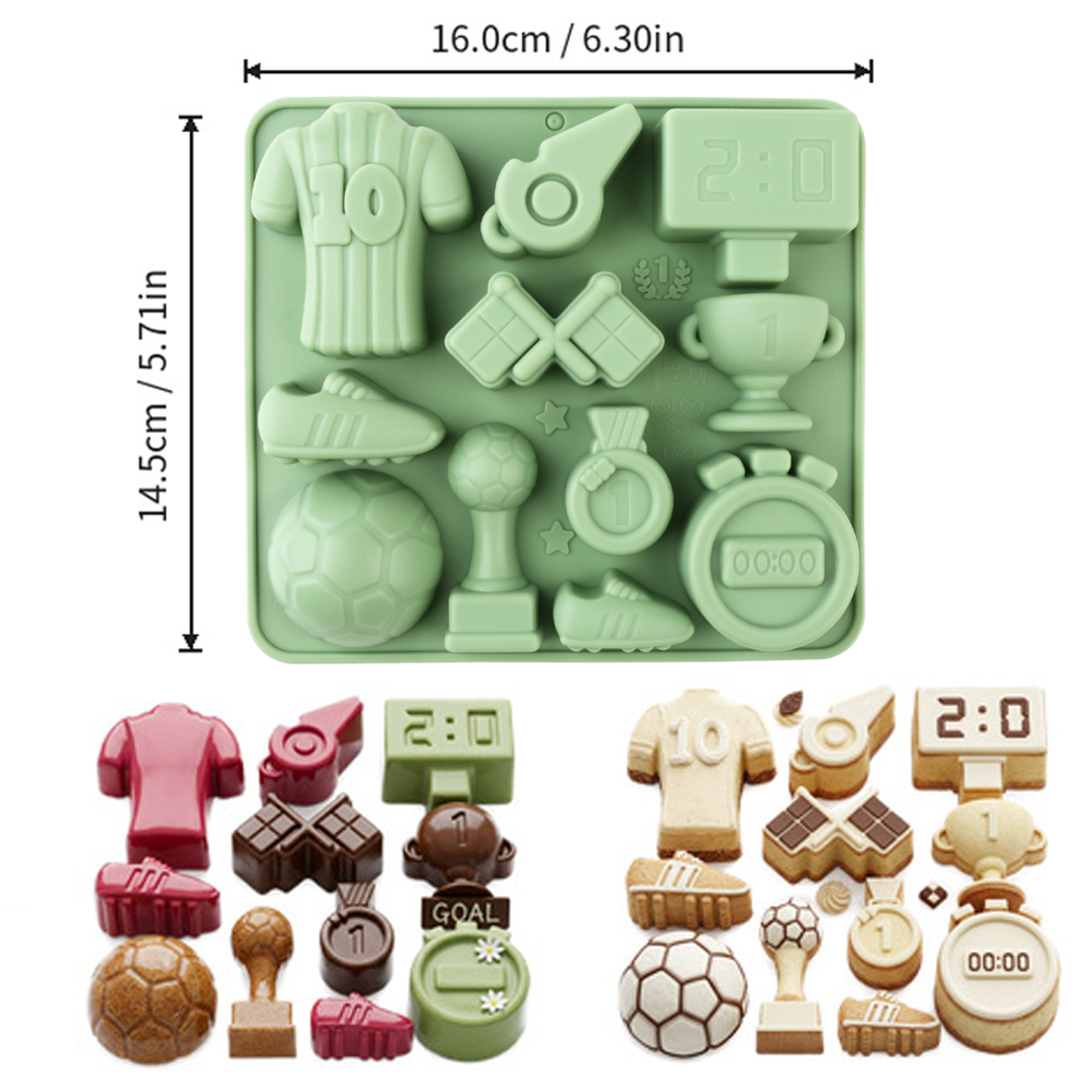 1 Green Football-Themed Silico - đánh giá và giá Kitchen Baking Molds