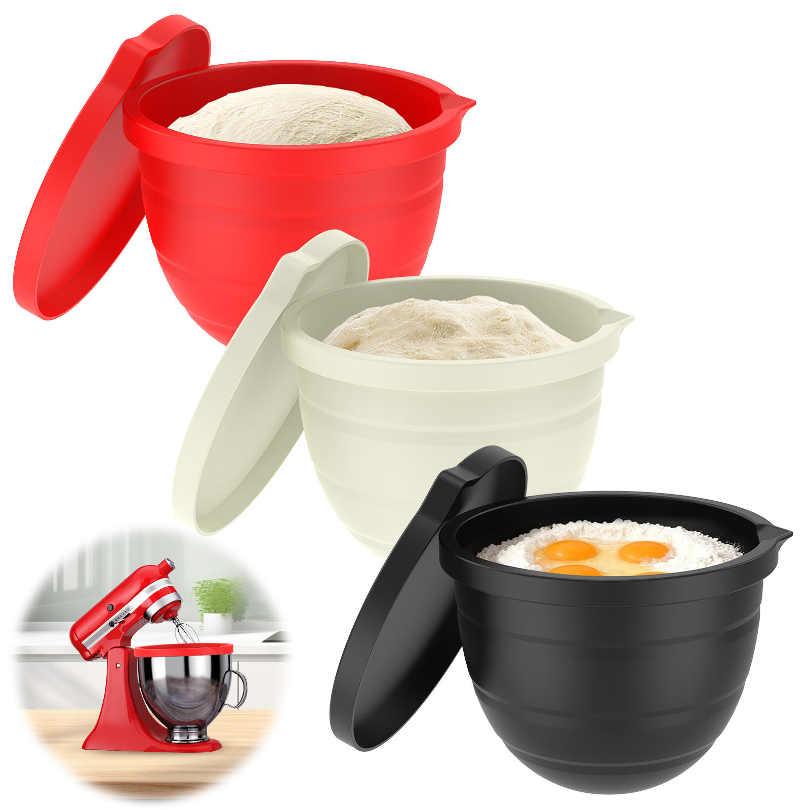 Silicone Bowl With Lids Includ - đánh giá và giá Kitchen Aid Baking Lid