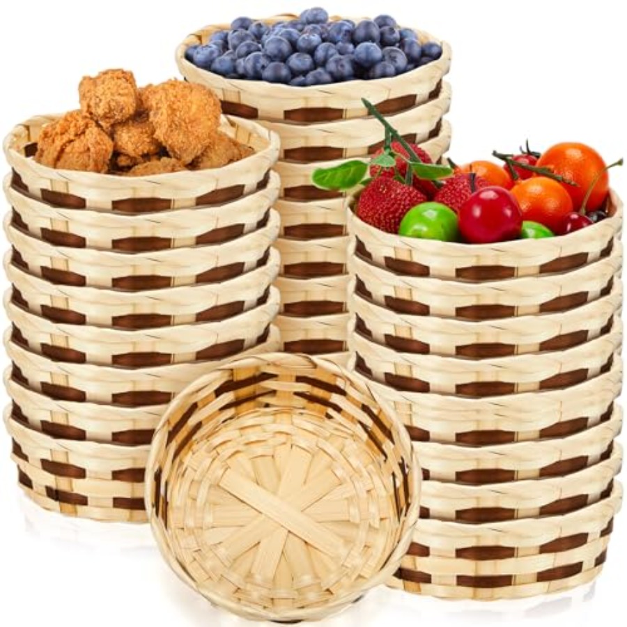 Pack Woven Basket Round Bamboo - đánh giá và giá Kitchen Baking Gift Basket