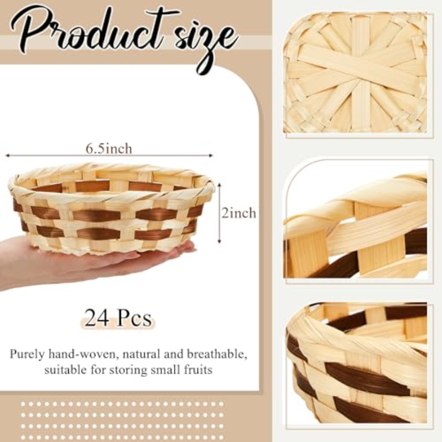 Pack Woven Basket Round Bamboo - đánh giá và giá Kitchen Baking Gift Basket