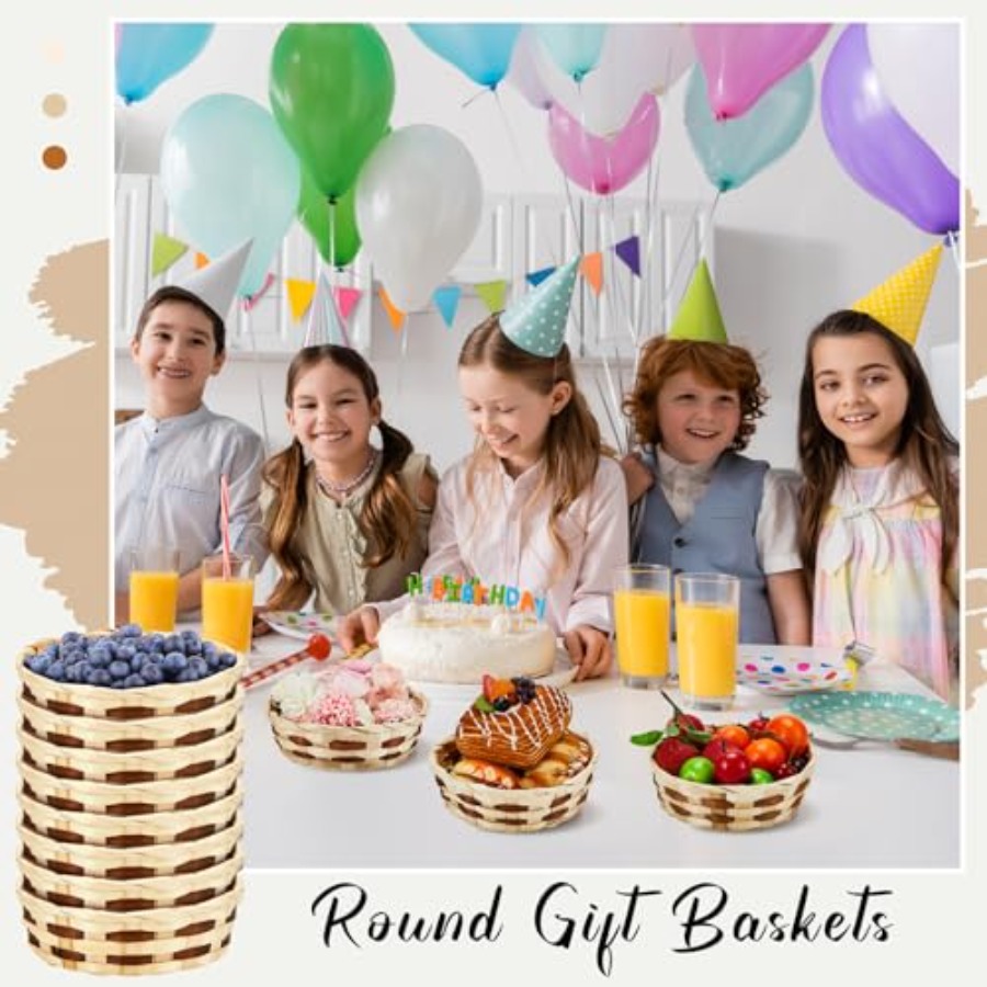 Pack Woven Basket Round Bamboo - đánh giá và giá Kitchen Baking Gift Basket