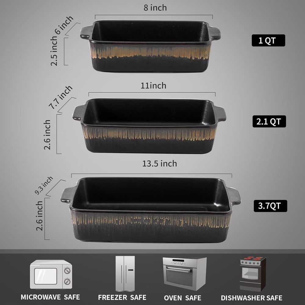 3-Piece Bakeware Set, 20x30 cm - đánh giá và giá Kitchen Baking Pan Set