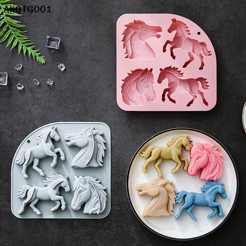 4-Cavity 3D Horse Silicone Mol - đánh giá và giá Kitchen Baking Molds
