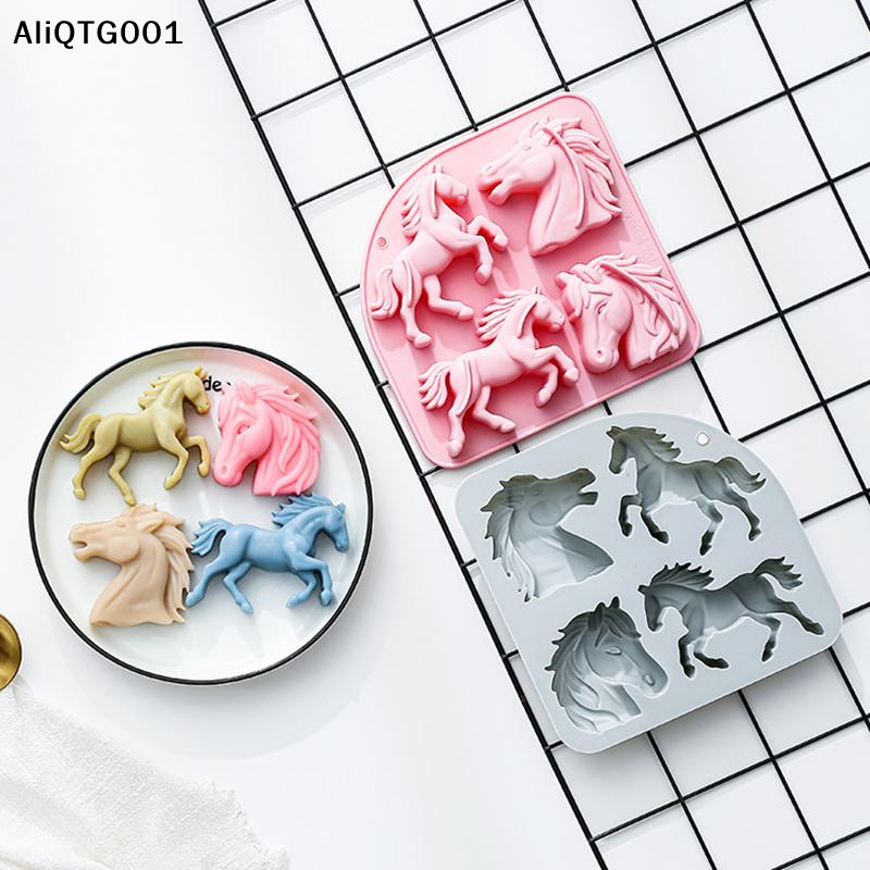 4-Cavity 3D Horse Silicone Mol - đánh giá và giá Kitchen Baking Molds